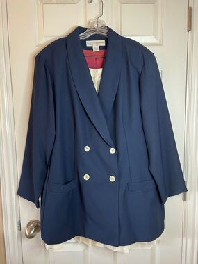 Unbranded Navy Double-Breasted Women's Blazer Coat